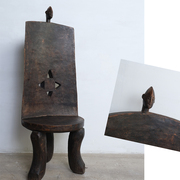 非洲加纳部落男性椅 孤品 进口靠背椅整木挖空古董侘寂赤贫风