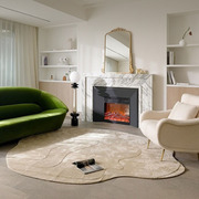 法式不规则羊毛地毯客厅沙发纯色衣帽间地垫椭圆奶油色卧室床边毯