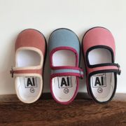 春秋韩国复古女童帆布鞋魔术贴奶奶鞋幼儿园室内鞋1-8岁