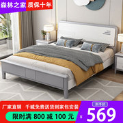 实木床美式轻奢现代简约白色1.8米双人床公主床1.5储物小户型婚床