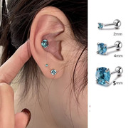 蓝锆石螺丝耳钉女养耳洞，睡觉免摘耳骨钉高级感耳蜗钉耳环银耳饰