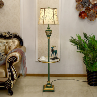 复古落地灯客厅沙发边带茶几美式轻奢设计感欧式雕花卧室立式台灯