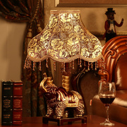 欧式床头灯卧室装饰台灯，树脂古典书房客厅，灯复古婚庆创意大象灯