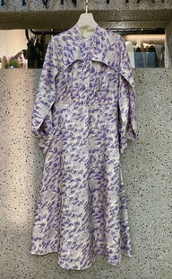 珍藏版真丝紫罗兰斗篷式收腰，连衣裙长款春秋