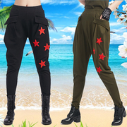 森林骑士水兵舞裤子女装，夏季2020弹力大码，松紧腰小脚裤哈伦裤
