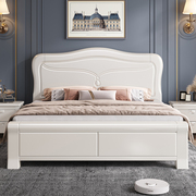 白色实木床1.8米主卧现代简约经济型气压抽屉，储物公主床1.5米婚床