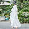 私人订制款原创袍子白色苎麻连衣裙女高端中长款大码纯色显瘦春夏