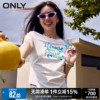 only夏季字母印花不对称设计正肩短袖t恤女123101113