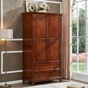 高档美式实木单门衣柜，60cm宽小户型家用卧室，储物柜入户带镜子小挂