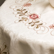 欧式绣花台布桌布餐椅套家用台布布艺田园绣花防尘餐桌茶几桌布