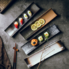 日式长条盘子 创意长方盘寿司盘 黑色简约长盘子料理店餐具用品