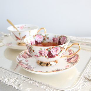 英式金边陶瓷咖啡杯，欧式咖啡杯碟套装家用下午茶，精致杯子勺