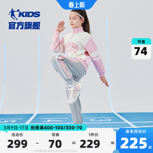 中国乔丹女童套装春秋，2024儿童运动服两件套大童洋气春装卫衣