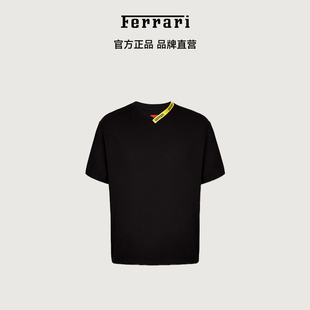 3期免息Ferrari法拉利 徽标饰带莫代尔短袖T恤V领上衣男女款