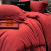 加厚纯棉镂空五星级酒店床上用品，四件套细砂磨毛，酒红纯色被套床单