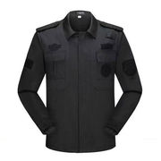 保安工作服春秋冬 黑色长袖衬衣保安制服冬装透气衣服保安服上衣
