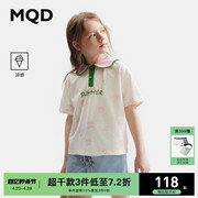 MQD童装女童舒适凉感POLO24夏季儿童T恤可爱甜美翻领短袖