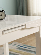 伸缩餐桌小户型家用现代简约白色烤漆抽拉式桌椅组合钢化玻璃