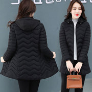冬季韩版时尚修身棉衣女装中长款黑色加厚羽绒棉服保暖棉袄潮