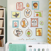卡通相框动物贴纸可爱儿童房间装饰品自粘墙贴纸贴画可移除XL8342