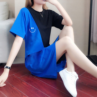 夏季女装显瘦慵懒风韩版运动时尚宽松短袖T恤裙子休闲连衣裙