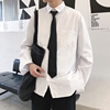 衬衫男士长袖dk韩版潮流帅气白色寸衫学生班服休闲短袖衬衣学院风