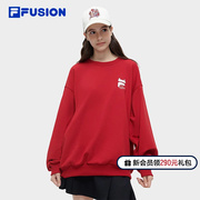 FILA FUSION斐乐潮牌龙新年情侣卫衣男女2024春季宽松套头衫