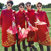 中式伴郎服男士2024夏季兄弟团，装中国风婚礼服唐装旗袍秀禾服