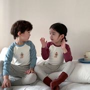 23秋韩版儿童男童女童卡通家居服套装满印波点插肩袖睡衣宝宝内衣