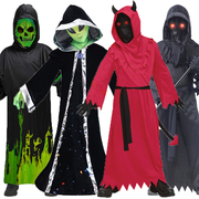 儿童神秘恐怖密室骷髅死神装扮演服装万圣节外星人cos红恶魔游戏