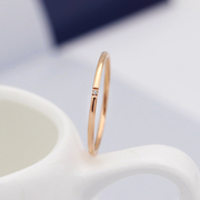 极细小钻戒指女ins潮日式小众设计时尚个性钛钢18k金尾戒小指素圈
