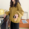 卫衣女2024韩版宽松圆领套头空气棉小个子，纯色菱形格上衣