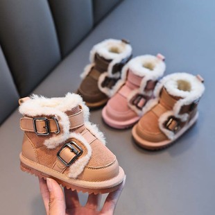 宝宝棉鞋冬季加绒保暖短靴0一3岁婴幼儿学步鞋男女小童雪地靴