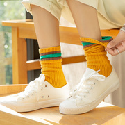 袜子女中筒袜堆堆袜春季节，加厚保暖长筒袜，女学院风条纹日系韩版潮