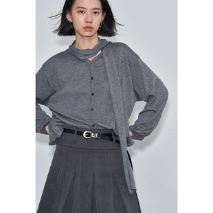 SAME FLOW 针织衫男女飘带设计小众春秋高级感情侣开衫毛衣外套