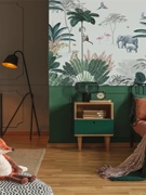 丛林动物环保儿童房间订制壁布墙布客厅沙发背景墙壁纸墙纸植物图