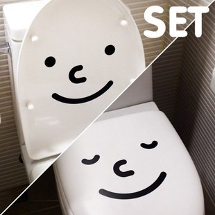 一套两个韩国可爱马桶盖贴纸笑脸马桶贴创意个性家居装饰