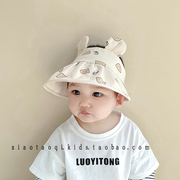 婴儿帽子夏季薄款宝宝空顶帽婴幼儿遮阳帽可爱小熊纯棉太阳帽防晒
