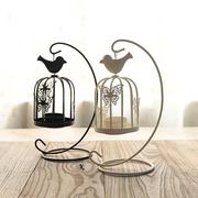 欧式铁艺风灯创意鸟笼烛台，婚庆铁艺蜡烛灯装饰品，道具餐桌客厅摆件