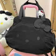 黑色hellokitty大容量手提旅行包短途耐脏轻便尼龙帆布单肩斜挎包