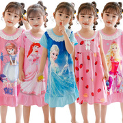 夏季儿童睡裙小女孩短袖薄款纯棉公主宝宝女童吊带睡衣卡通家居服