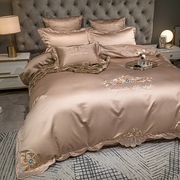 高档奢华床单四件套全棉纯棉，刺绣被套轻奢欧式床笠高级感床上用品