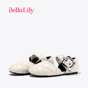 bellalily2024春季小香风玛丽珍鞋女羊皮单鞋，平底面包凉鞋