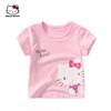 Hello Kitty童装女童夏季薄款圆领短袖T恤卡通休闲短袖针织纯棉