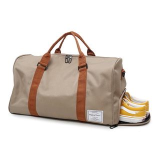 日本牛津布大容量斜挎旅行包，手提登机行李袋，独立鞋仓男女运动健身