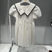 巴拉巴拉女童裙子，夏季甜美洋气大翻领白色，短袖连衣裙202224111038