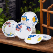景德镇青花瓷菜盘子中式手绘陶瓷盘子釉下彩田园，风盘子餐具盘家用
