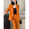 橘色职业西装套装女2024年春季时尚洋气，阔腿裤高级感休闲西服
