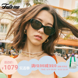 fakeme(new)美式复古板材猫眼圆框墨镜，慵懒风longblack