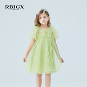 rbigx瑞比克童装，夏季百搭潮流设计感女童蝴蝶结领连衣裙